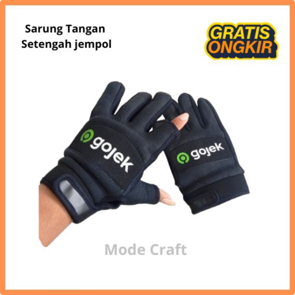 Sarung Tangan Setengah Jempol/Telunjuk Motor Gojek