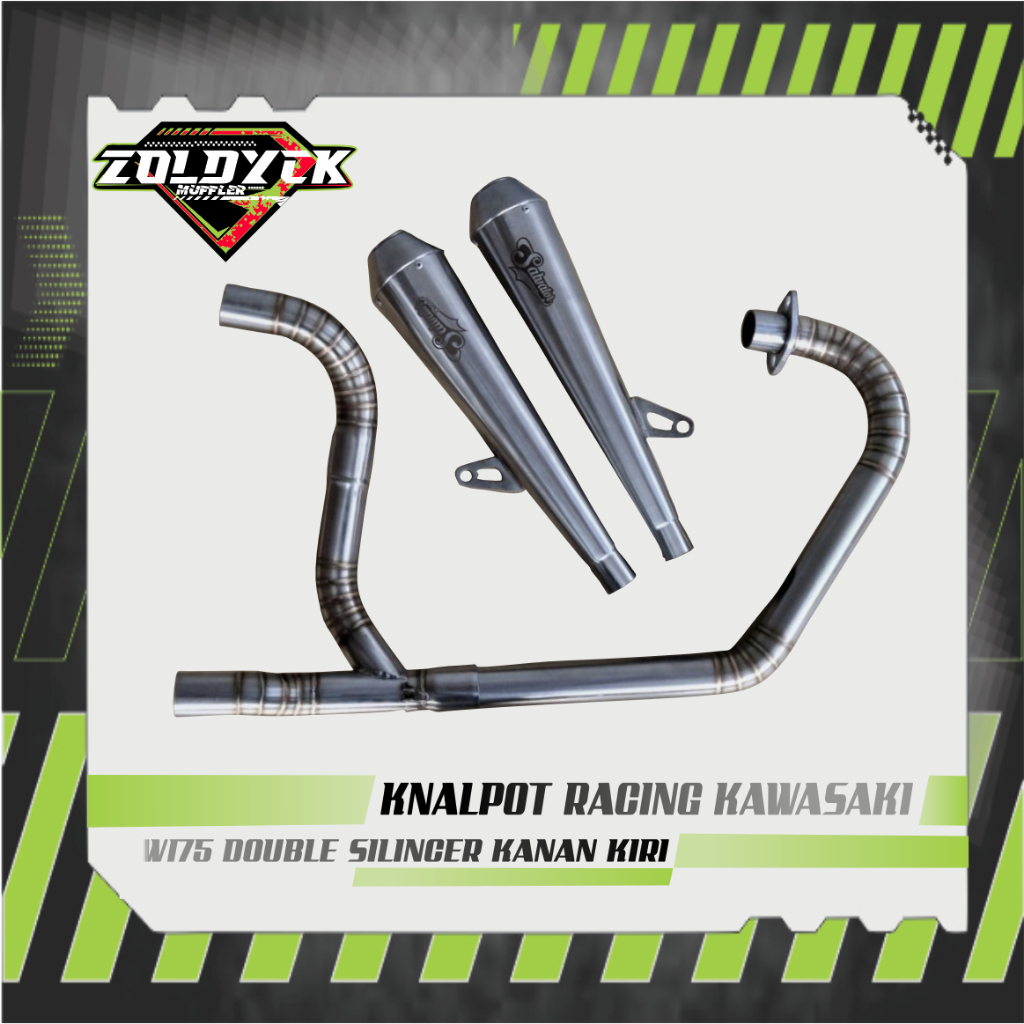 KNALPOT RACING KAWASAKI W175 DOUBLE SILINCER KANAN KIRI