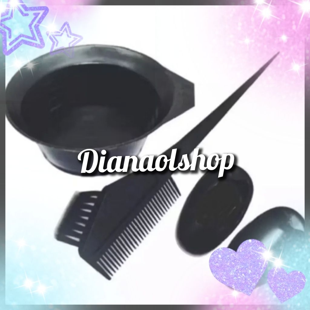 Paket Alat Semir Rambut Wadah Mangkok Tutup Telinga dan Sisir Kuas