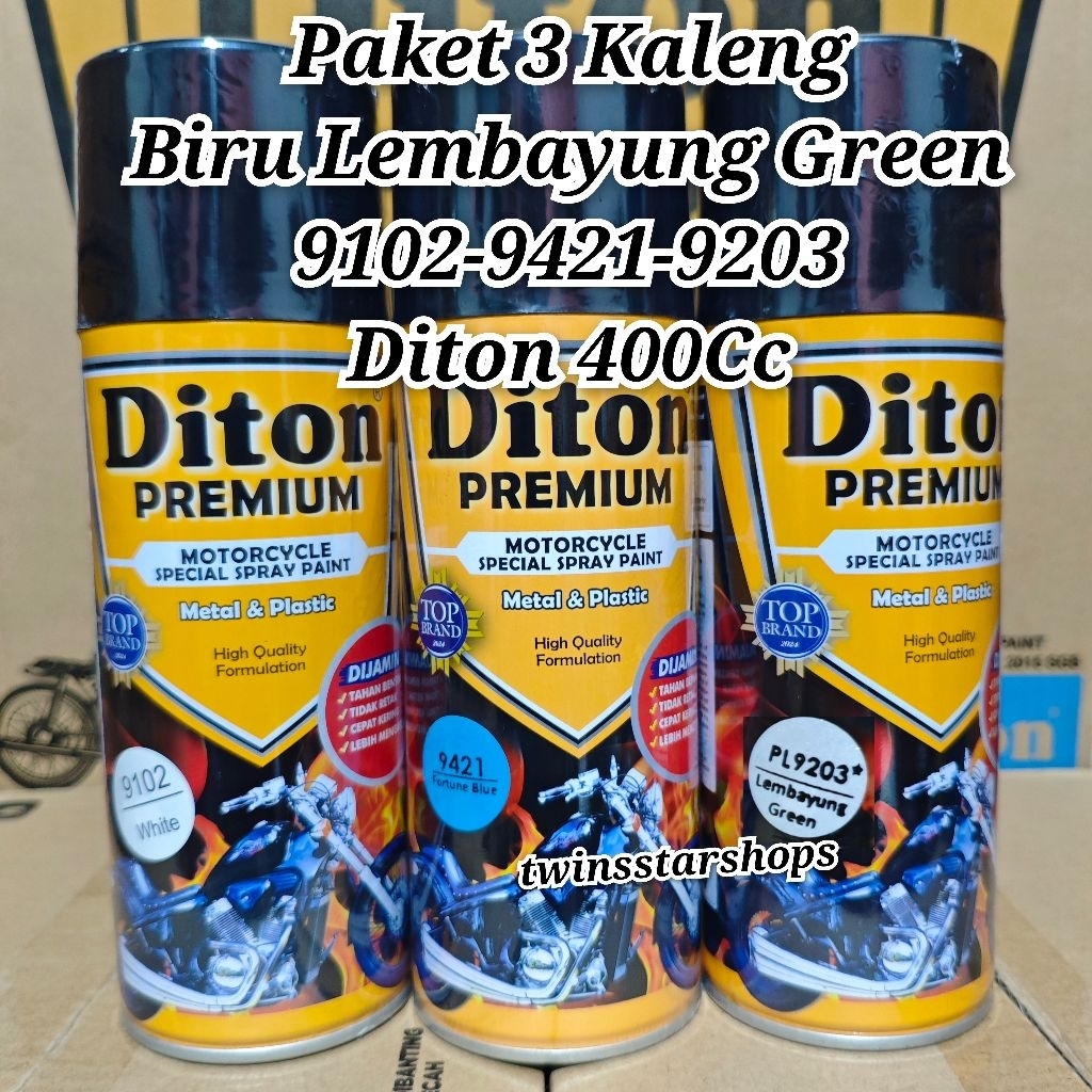 Pilok Pylox Cat Diton Premium Paket 3 Kaleng Biru Lembayung Green 9202 Fortune Blue 9421 Putih White