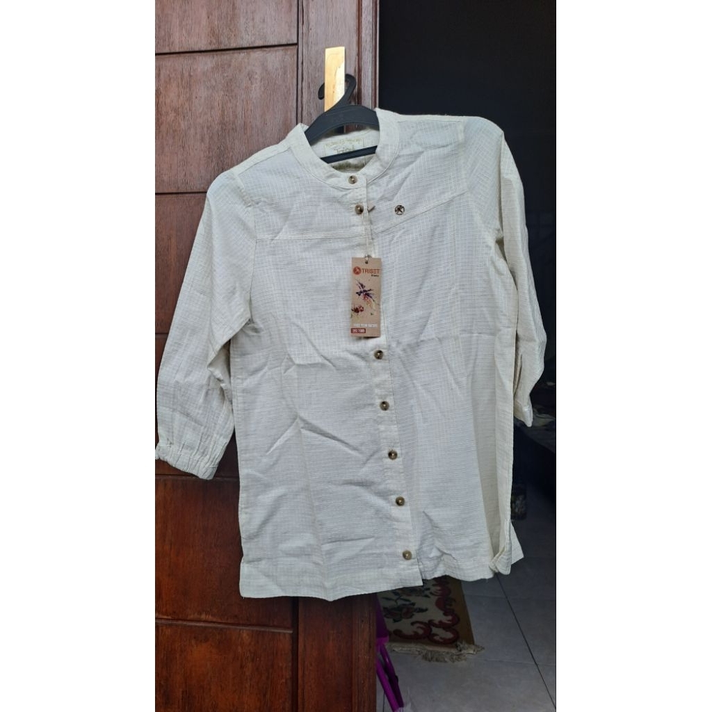 Kemeja wanita cream original triset