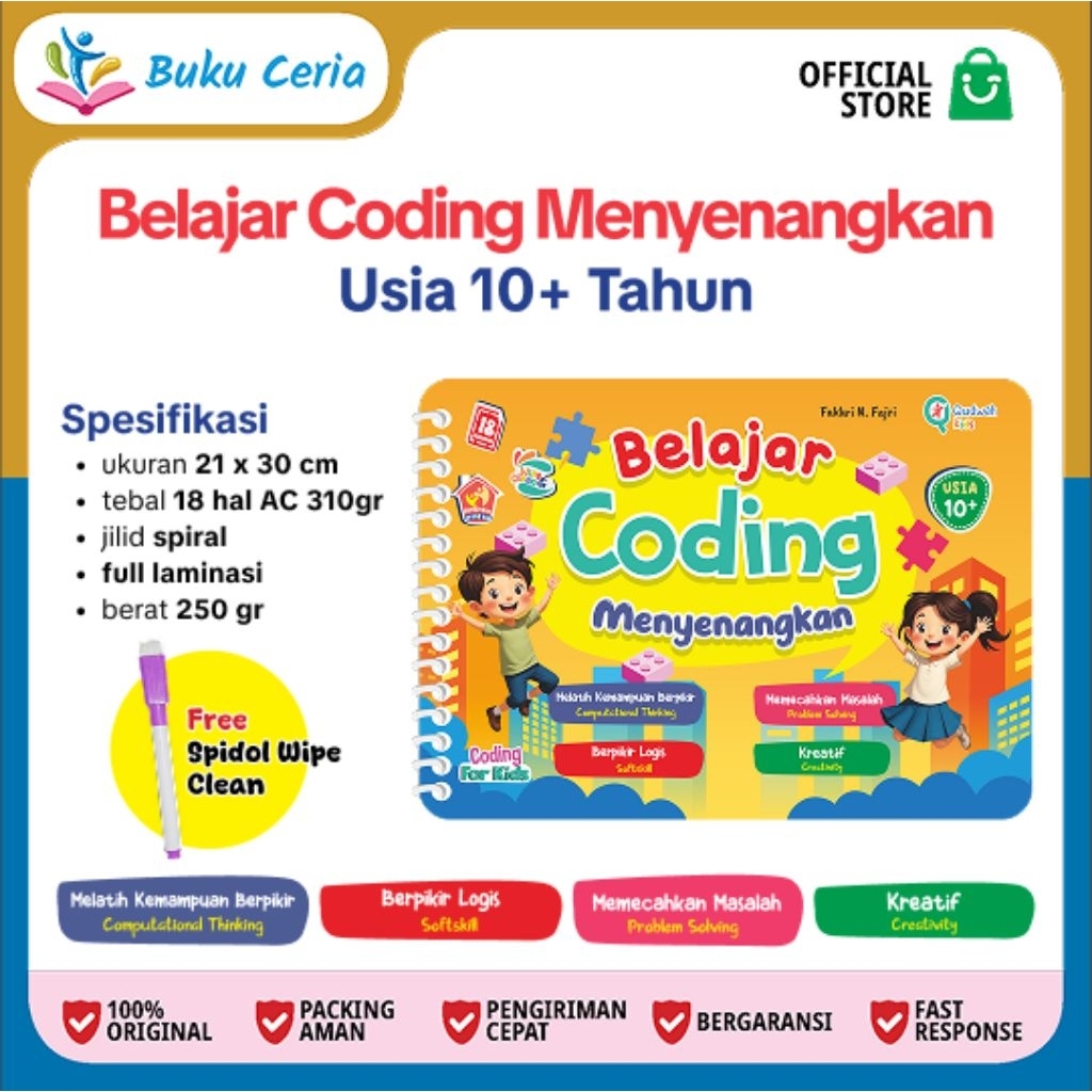 Eksklusif coding 10th+ || Belajar Coding Menyenangkan || Buku Aktivitas Coding Anak || Buku Coding S