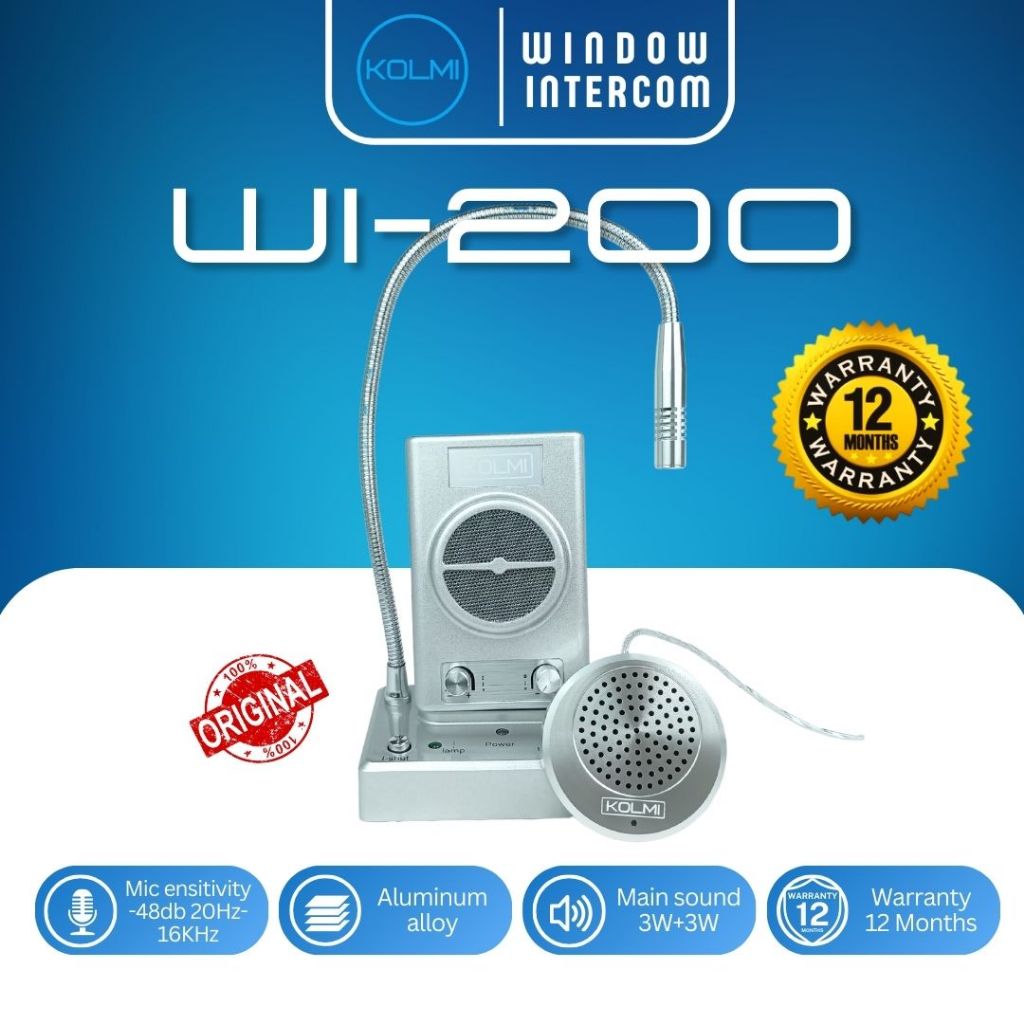 KOLMI Dual Way Window Counter Intercom - Mic Loket 2 Arah WI-200