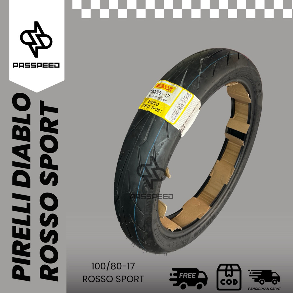 BAN PIRELLI DIABLO ROSSO SPORT 100/80-17 BAN TUBELESS BAN BALAP SOFT COMPOUND BAN RACING BAN MOTOR R