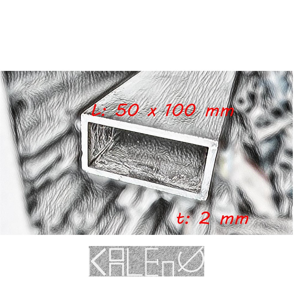 Hollow Aluminium Persegi Panjang (2" x 4") 50 x 100 x 2 mm