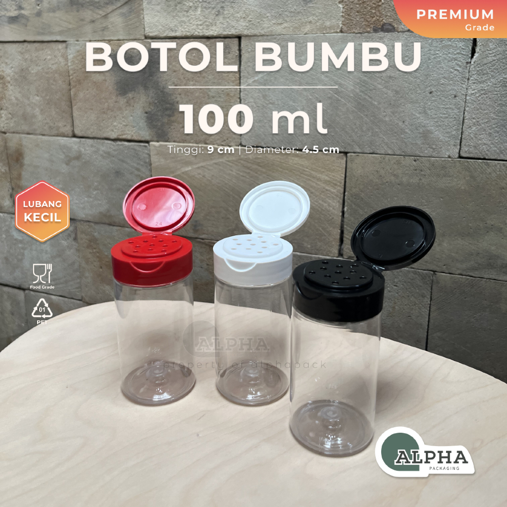 FREE ONGKIR Toples BonCabe 140 ml - Botol Bumbu Dapur Lada Garam Kormik Plastik Lubang Besar Kecil