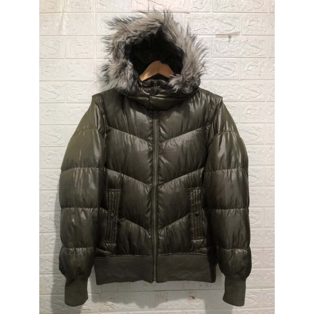 UNIQLO Premium Down hoodie vest jaket army