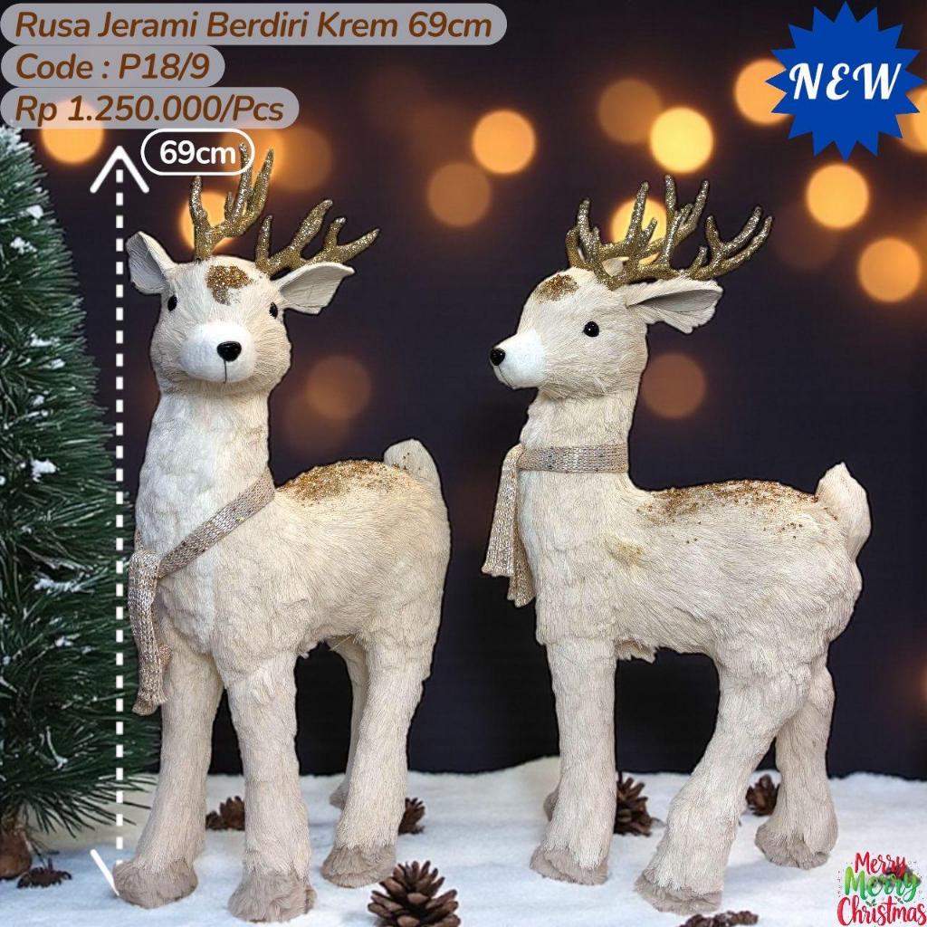 Boneka Rusa Jerami Berdiri Krem 69cm