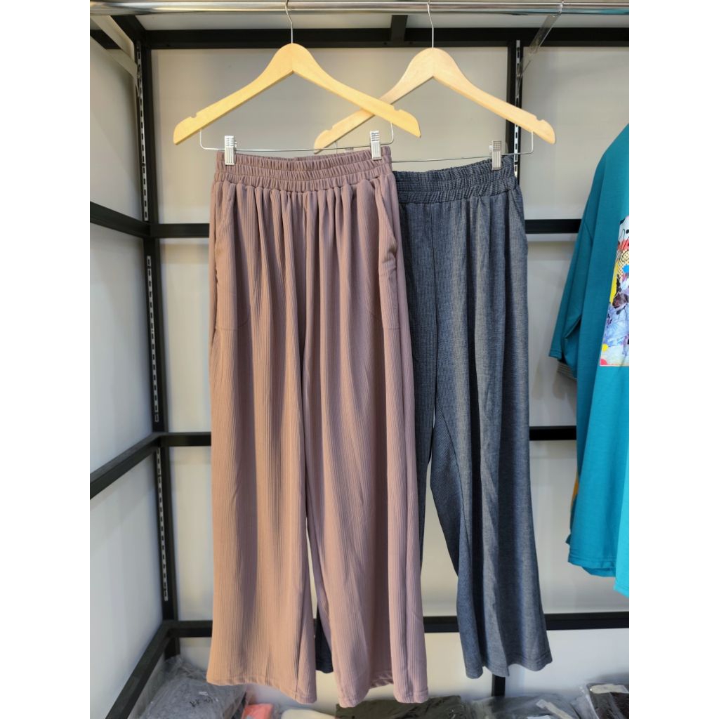 Celana kulot knitt polos/Kulot knitt jumbo wanita polos