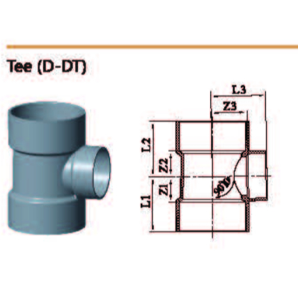 PVC Reducer Tee / Verlop Tee PVC 10" x 8" D