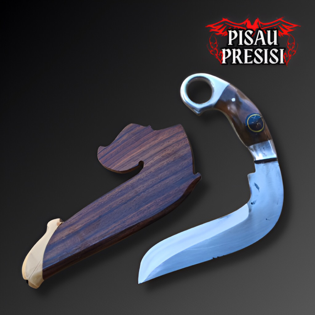 Kerambit Minang Serbaguna, Gagang & Sarung Kayu Sonokeling Terbaru Berkualitas & Siap Pakai.