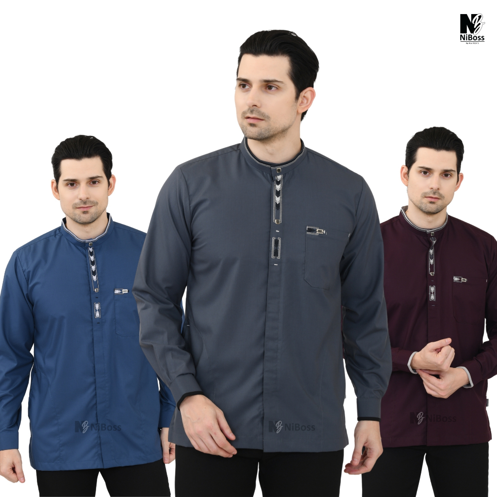 Koko Pria Lebaran Model Trendy Outfit Muslim Simple Baju Lengan Panjang Cowok Stylish Koko Pria Dewa