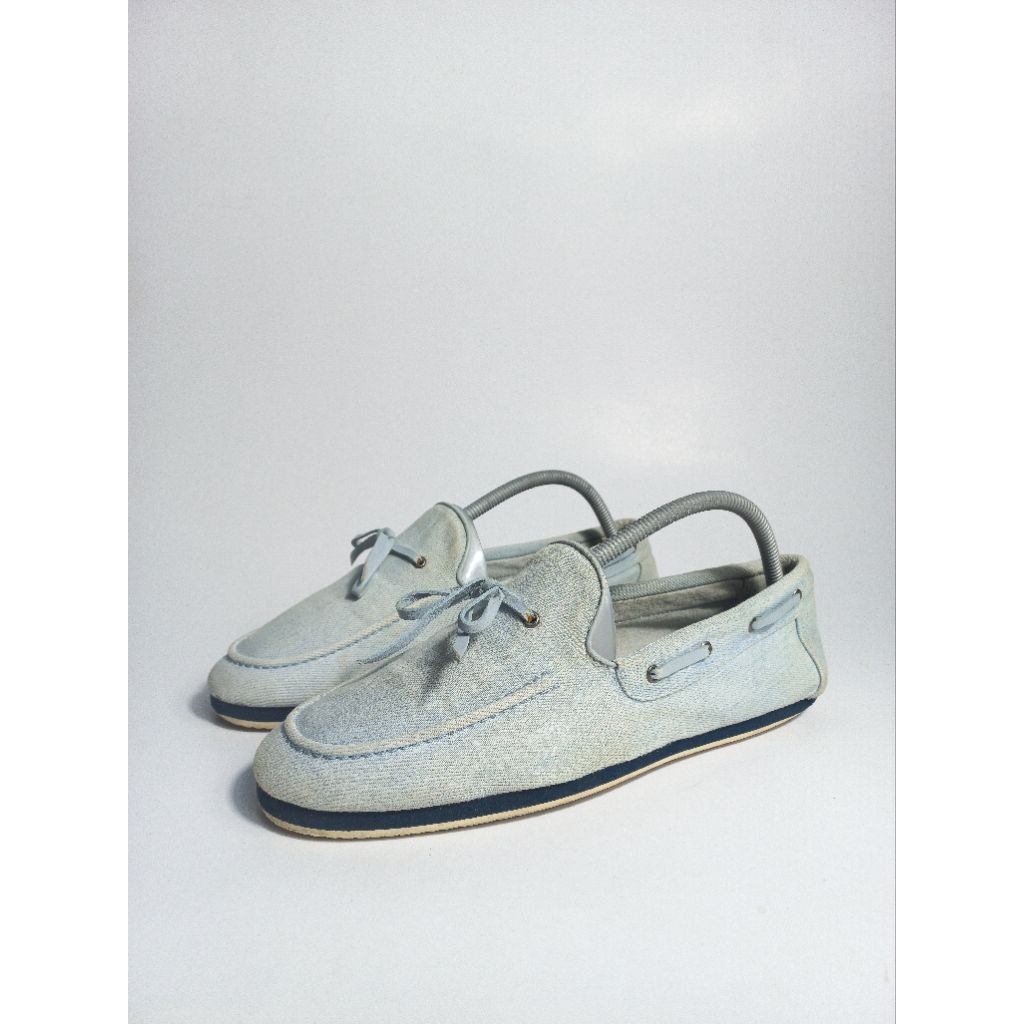 Vintage Herm3s Denim Slip On Loafers