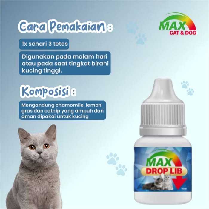 Penurun birahi libido kucing MAX DROP LIB penenang kucing