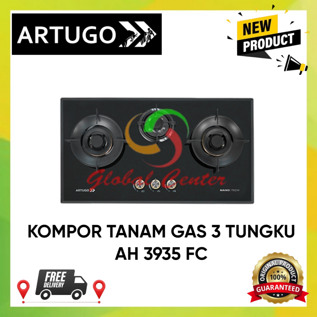 ARTUGO KOMPOR TANAM GAS 3 TUNGKU AH 3935 FC - GARANSI RESMI