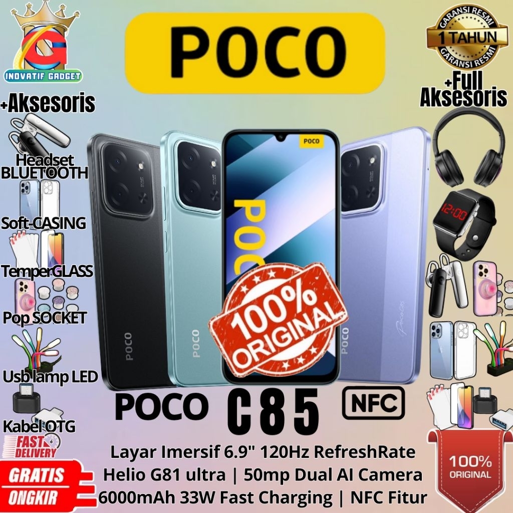 HP BARU POCO C85 8/256GB & 6/128GB RAM UPTO 16GB GARANSI RESMI 100% ORIGINAL