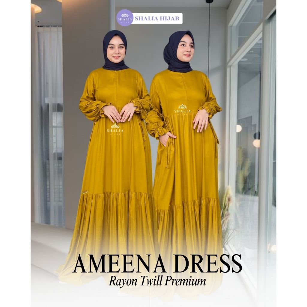Shalia Hijab - Ameena Gamis Rayon Twill Premium Gamis Polos Wanita Busui Friendly Jumbo Kekinian