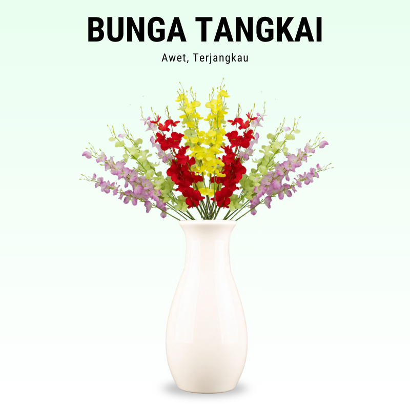 Tanaman Hias Bunga Anggrek Oncidium Tangkai Dekorasi Vas Sudut Plastik Jumbo Hiasan Pelaminan PBP152