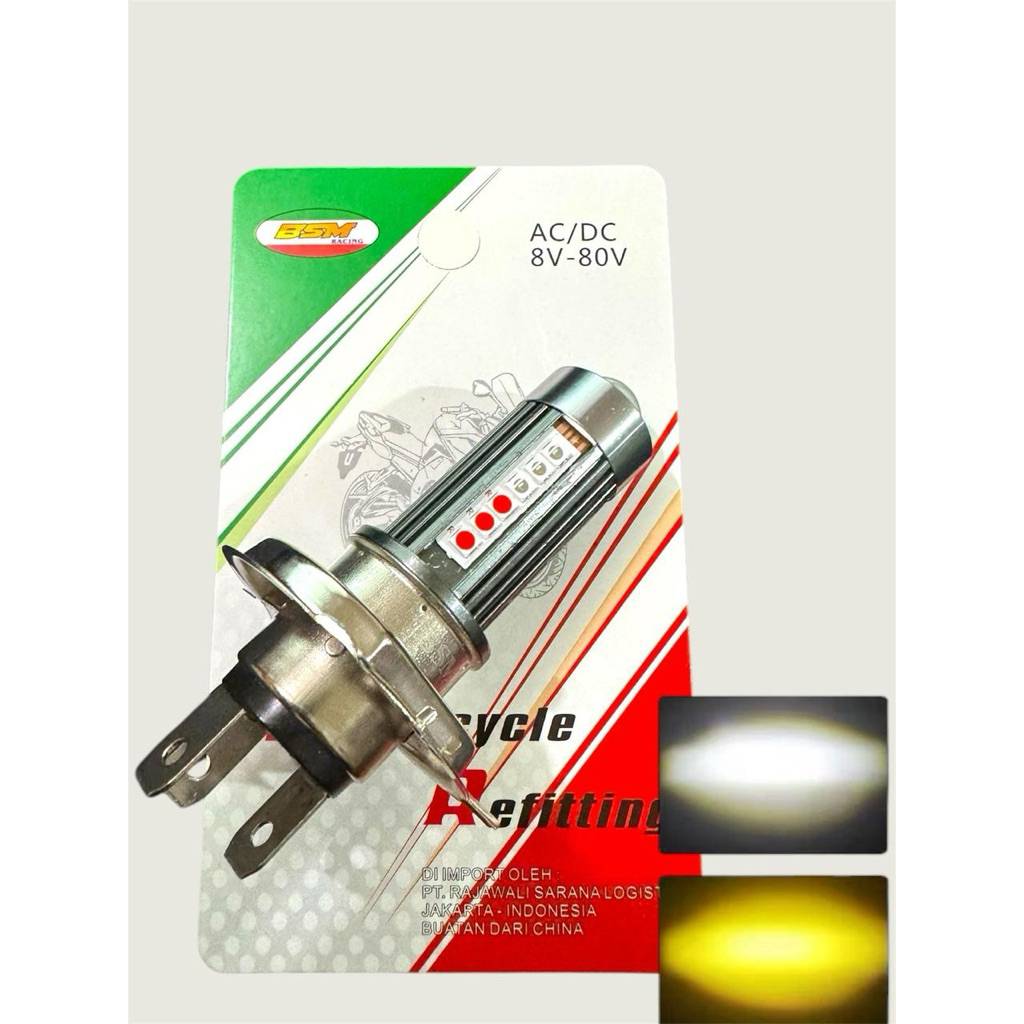 Lampu Depan H4 Led Nyala Putih-Putih Dan Nyala Putih-Kuning Vixion/Ninja