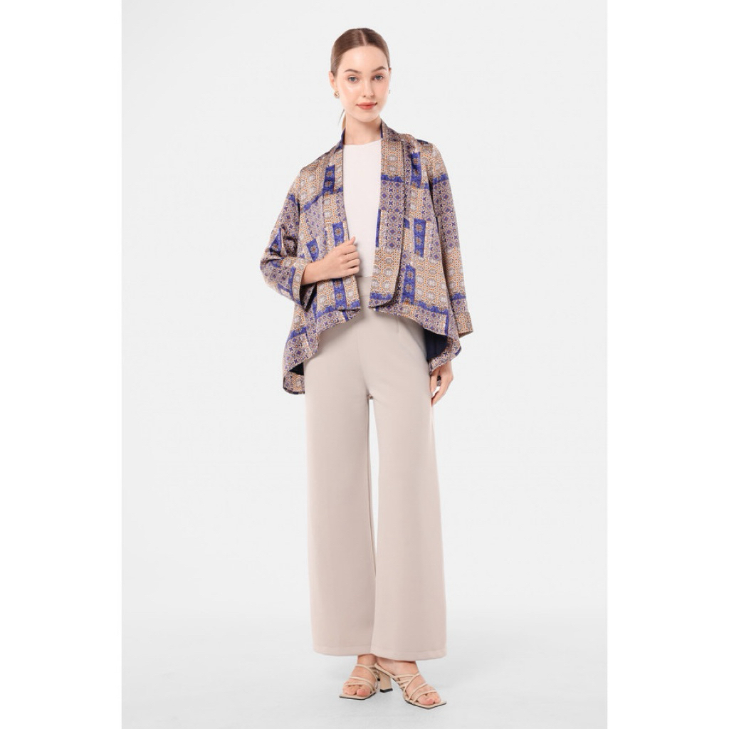 Minimal Cardigan Motif Tenun Bunga