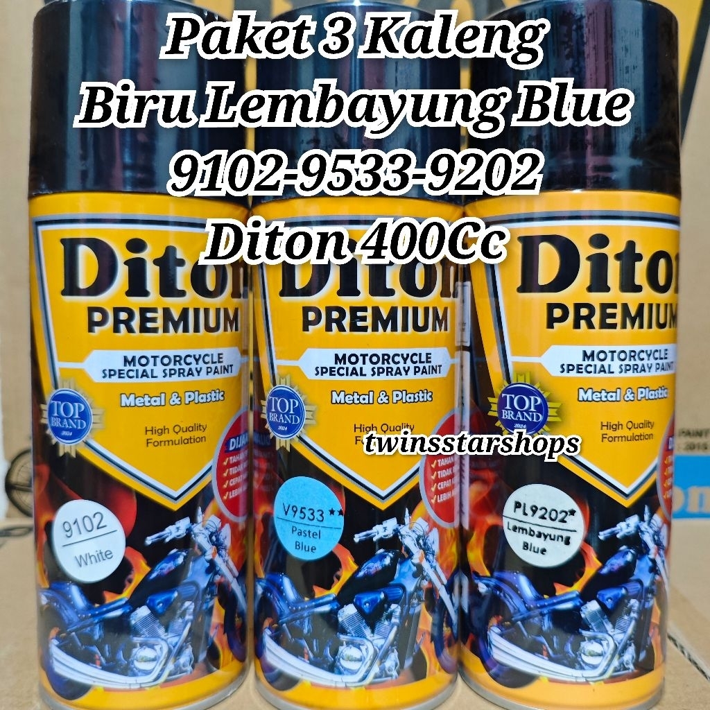 Pilok Pylox Cat Diton Premium Paket 3 Kaleng Biru Lembayung Blue 9202 Pastel 9533 Putih White 9102 E