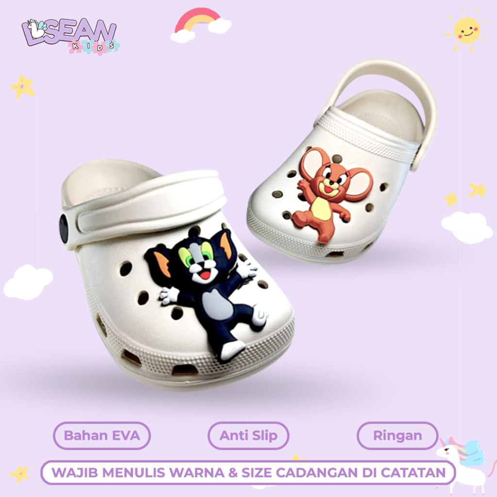 Sepatu Sandal Baim Anak Laki-Laki Model Kodok Dengan Pin 3D Motif Kartun Karakter Hewan Lucu S251TJ 