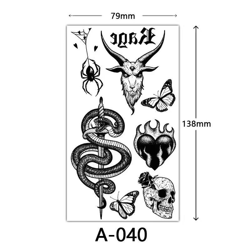 Pola hewan yang mengerikan. Tato temporer. Tahan air. Bertahan tujuh hari.
