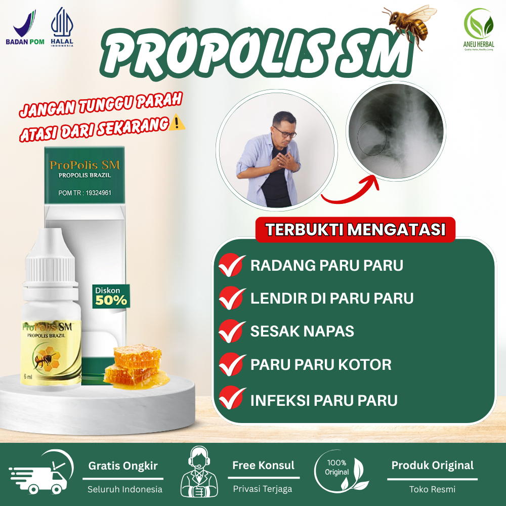 Obat Radang Paru Paru, Infeksi Paru Paru, Paru Paru Basah Alami - Propolis SM