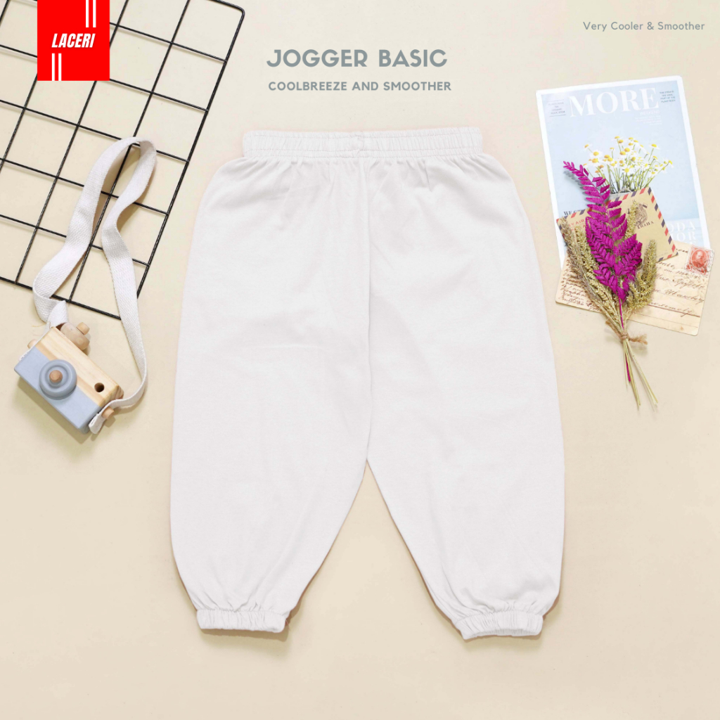 Celana panjang jogger anak laki laki & anak perempuan unisex polos | Joger katun warna white putih