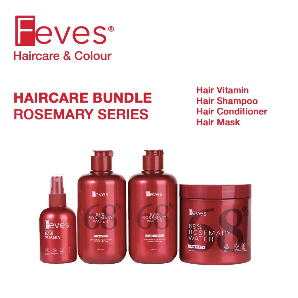 [BUNDLE] [ROSEMARY SERIES ANTI RAMBUT RUSAK] FEVES HAIR MASK 68% ROSEMARY WATER | HAIR SHAMPO & HAIR