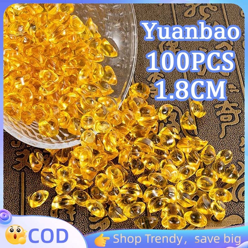 100 Pcs Yen Bao Mini Batu Kristal Yuan Bao Yuan Bao Lucky Dekorasi Yuan Bao