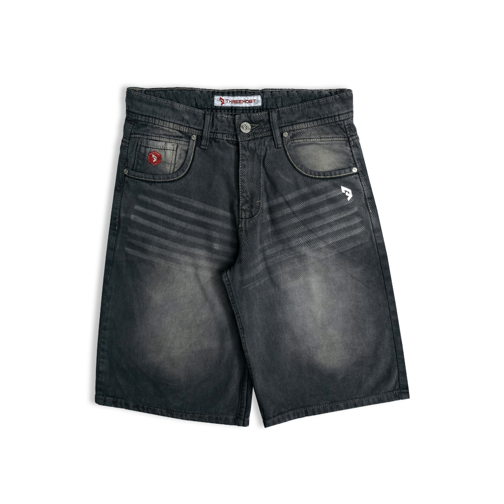 Threemost - (UNISEX) Jorts Baggy Short Jeans Washed Skaters Korea