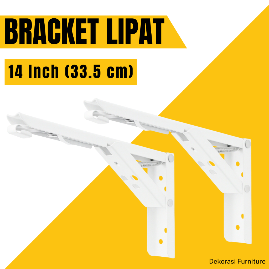 Engsel Siku Meja Lipat Dinding Ambalan Rak Besi Siku Tempel Tembok Melayang 14 Inch