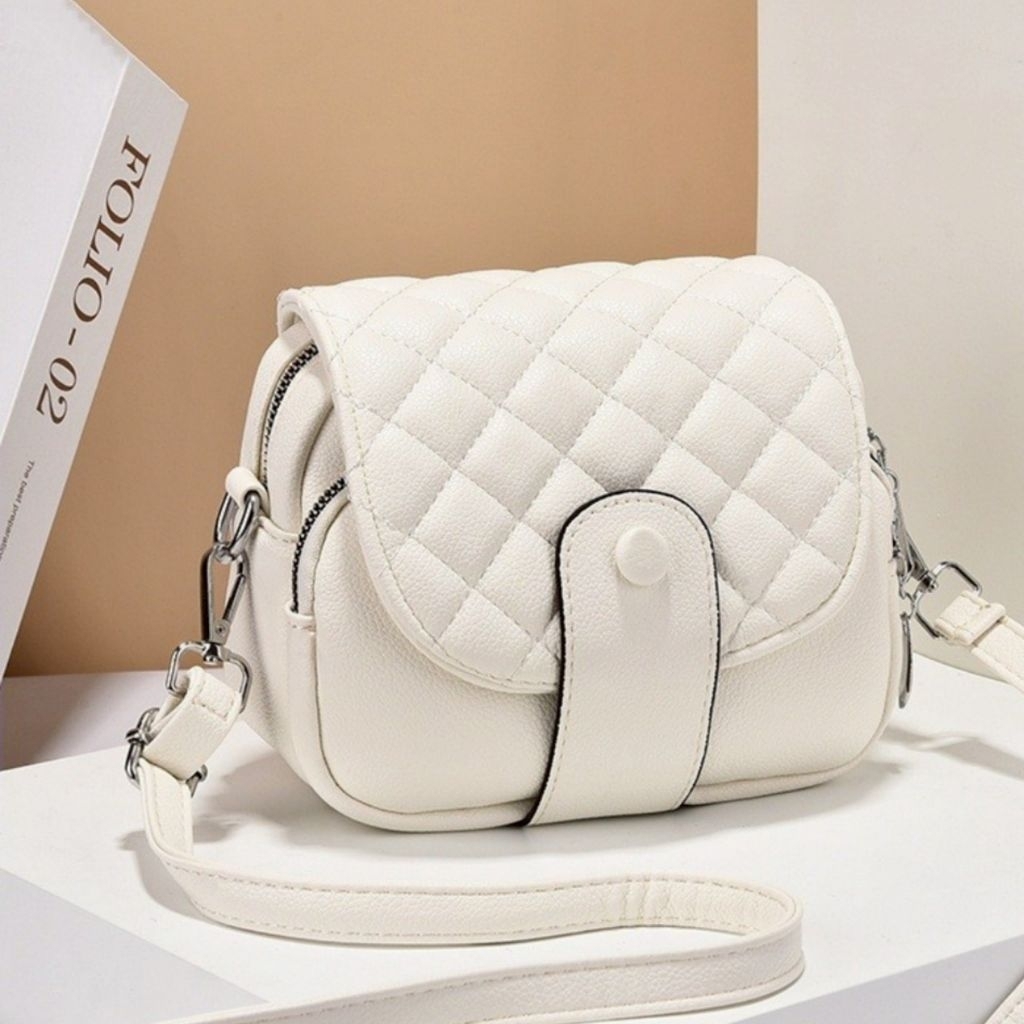 MJ tas selempang wanita slingbag flap resleting banyak ruang