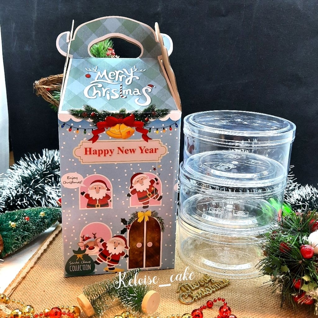 ( isi 5 box / @ 11.500 )  BOX / DUS CHRISTMAS/NATAL ISI 3 TOPLES 500 GRAM