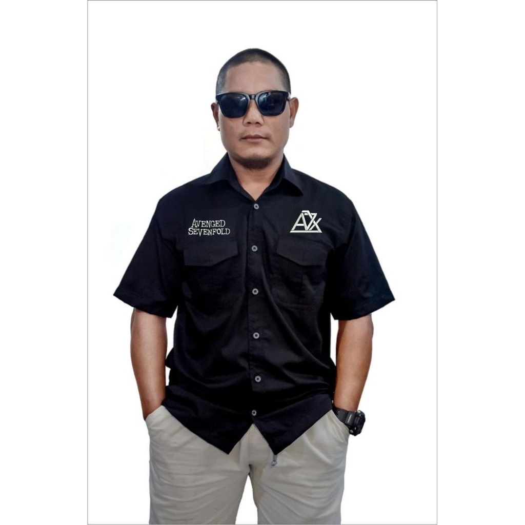KEMEJA WORKSHIRT AVENGED SEVENFOLD BORDIR KOMPUTER