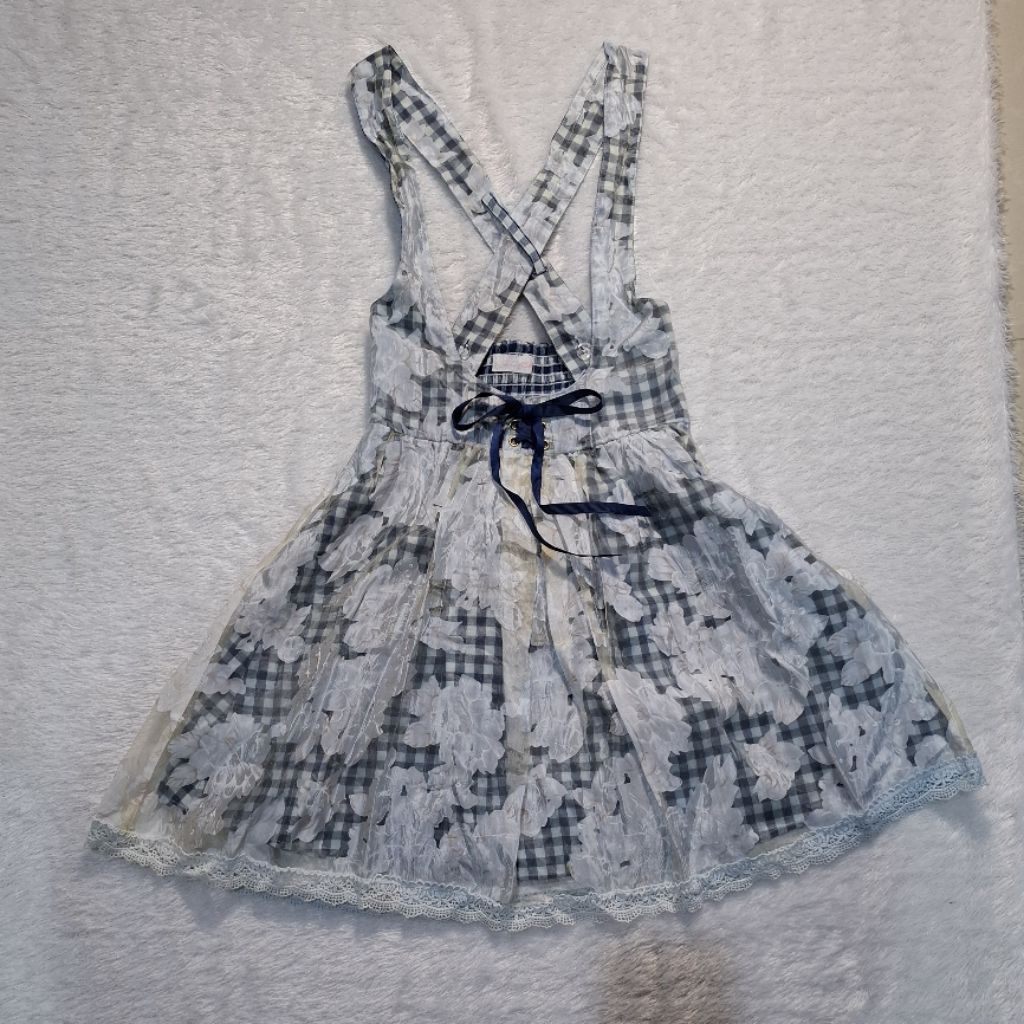 JSK ONLY Liz lisa blue gingham jumpskirt skirt ribbon kawaii kawai coquette dollete sawako princess 