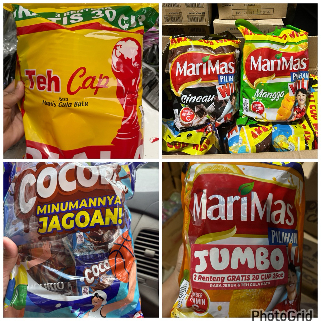 MARIMAS / COCORIO / TEH CAP PIALA /  MARIMAS JUMBO PAKET CUP