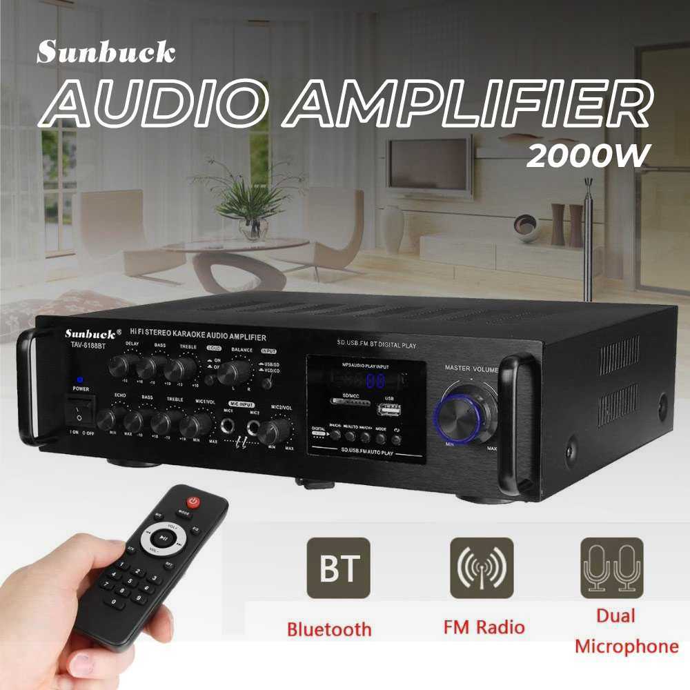 Amplifier Karaoke Tav-6188Bt Ampli Masjid Bluetooth Super Bass Rumahan Eq Mixer Audio Fm