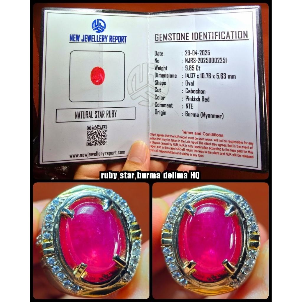 ruby star burma delima jumbo HQ + sertifikat lab ya