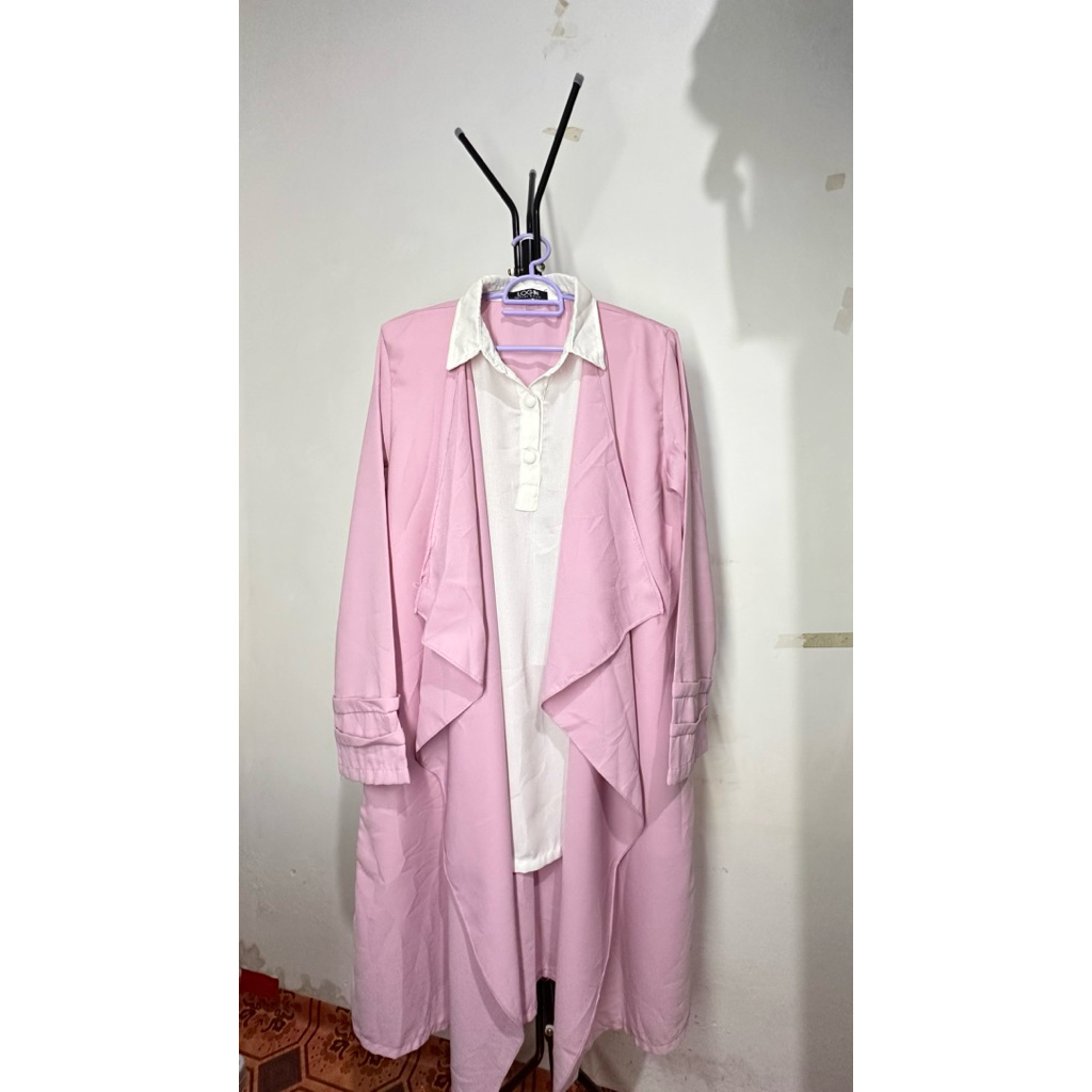 [ Preloved ] Baju Tunik Wanita Outer Pink White