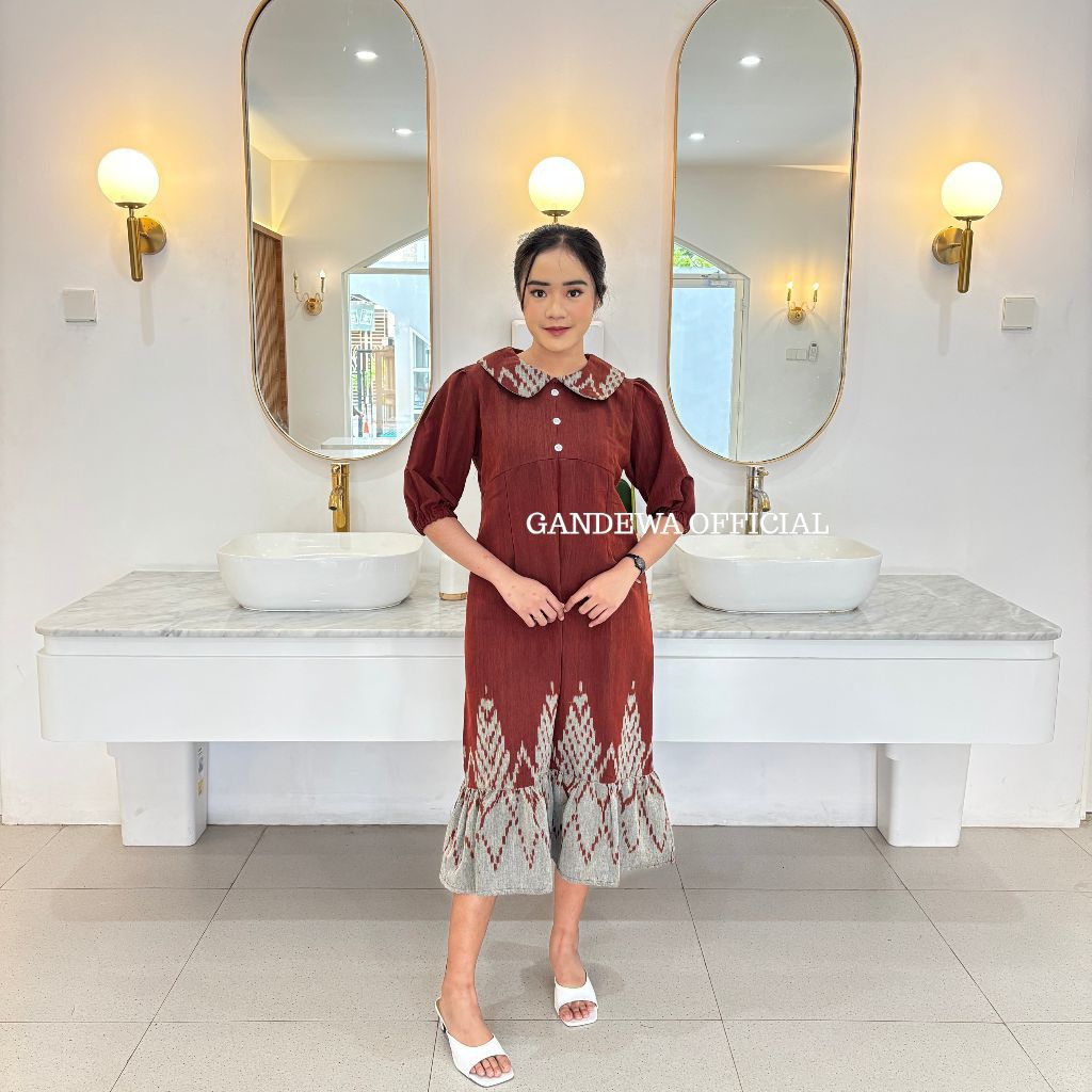 DRESS TENUN ETNIC GAUN WANITA TENUN MODERN