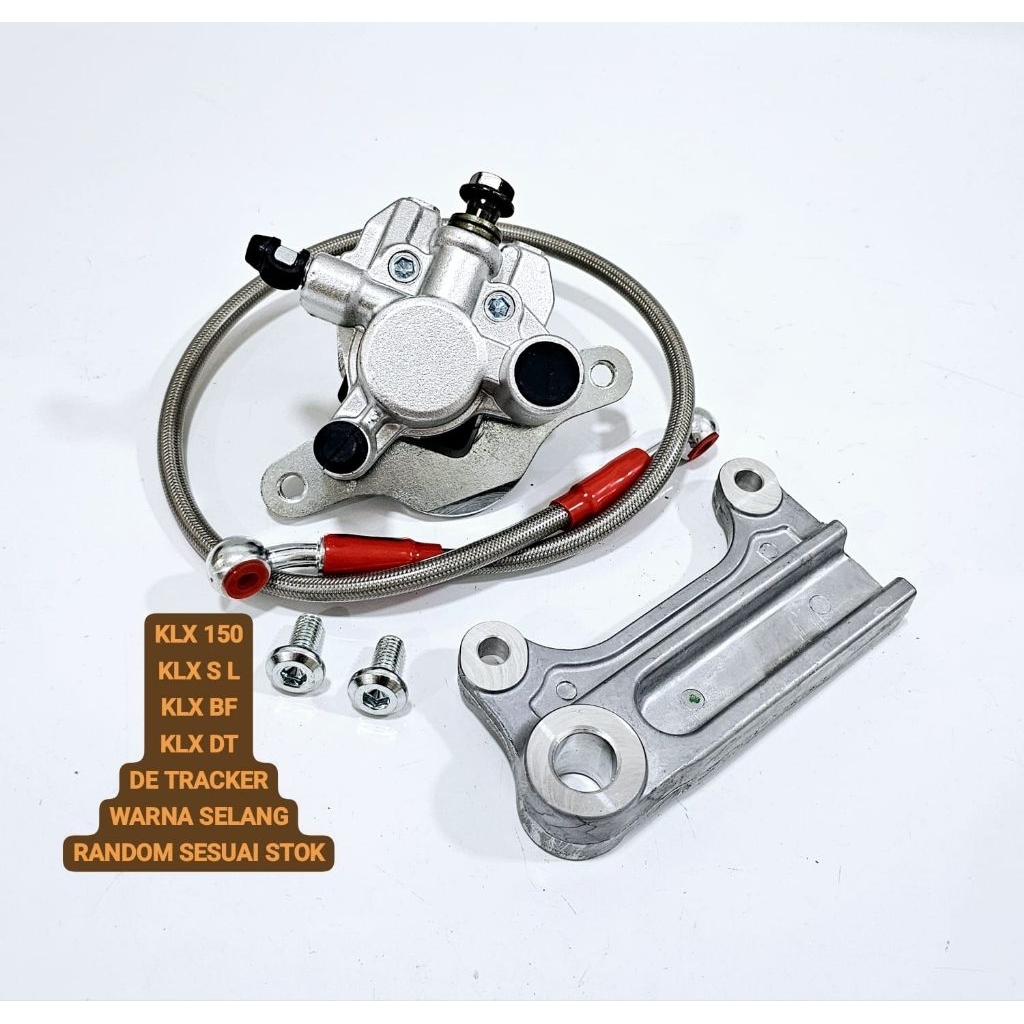 KALIPER BELAKANG KLX 150 KLX S L KLX BF KLX DT DE TRACKER D TREKER KAWASAKI SET BREKET BAUT RING HOL