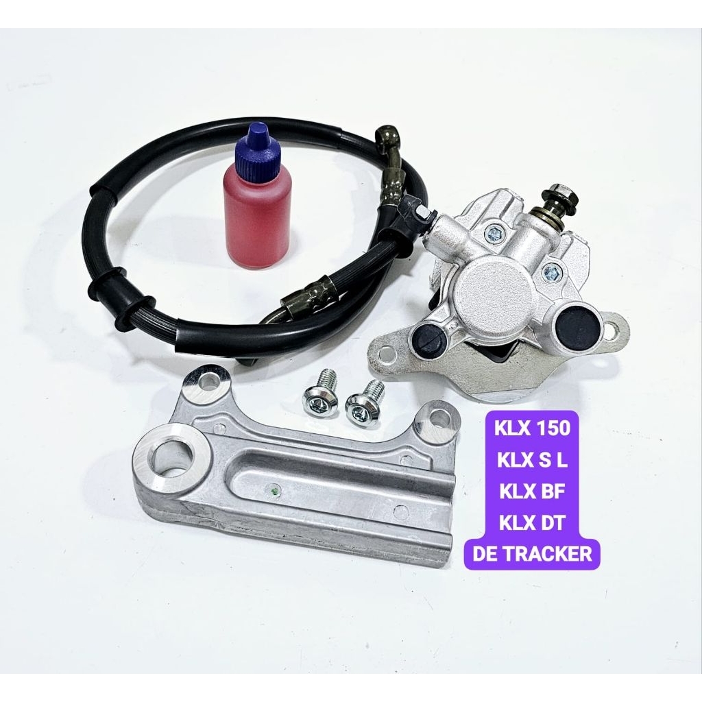 KALIPER BELAKANG KLX 150 KLX S L KLX BF KLX DT DE TRACKER D TREKER KAWASAKI SET BREKET SELANG REM MI