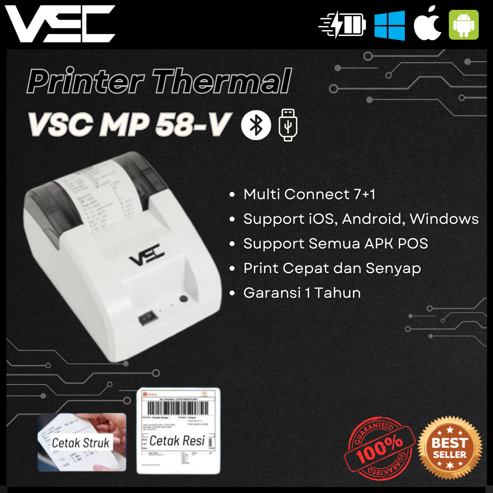 PRINTER THERMAL 58MM BLUETOOTH VSC TM-58V RPP02N PUTIH