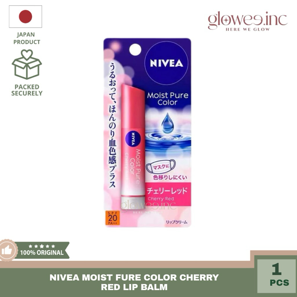 READY STOCK - NIVEA Moist Pure Cherry Red Lip Balm Original Japan