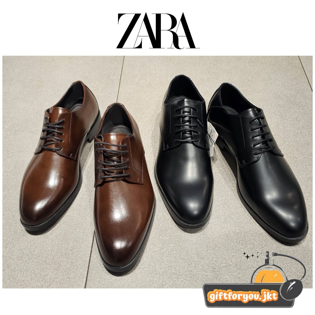 Sepatu Pria Zara Classic Formal Shoes Man Shoes Original Brown Ujung Lancip Coklat Resmi Pantofel Co