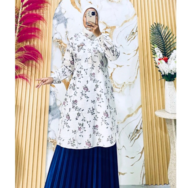 Tunik Katun Motif Bunga Kecil