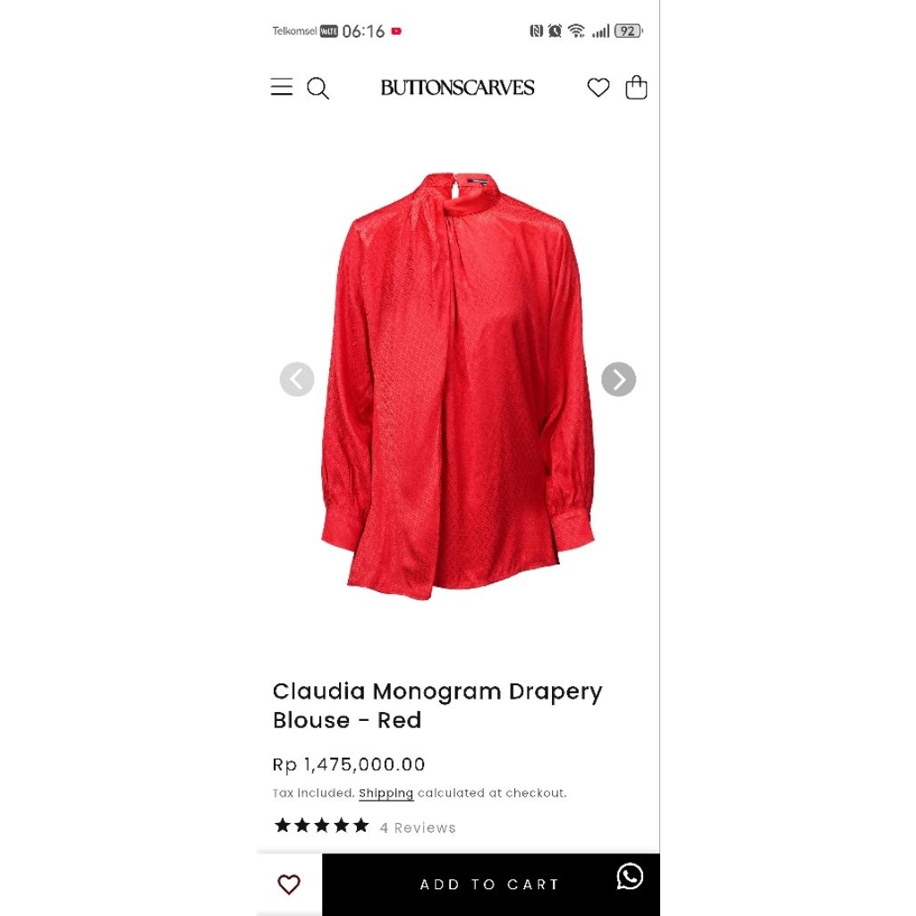 Claudia Monogram Drapery Blouse Buttonscarves