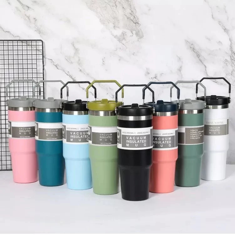 Botol Termos Handle Coffe Cup Insulated 900ml Stainless Steel Premium / termos beverage